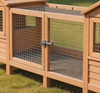 Cage à lapins double en bois de sapin peint, écologique et luxueuse, avec deux niches indépendantes et enclos partagé détachable