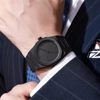 Montre à quartz pour homme, simple, noire, grand cadran, bracelet décontracté en polycarbonate avec boucle papillon, montre-bracelet étanche pour homme