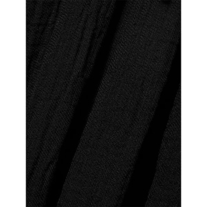 Abito da Donna <span class=keywords><strong>Nero</strong></span> Autunnale in <span class=keywords><strong>Lino</strong></span> Intrecciato Pieghettato Lavabile ed Ecologico Lunghezza al Ginocchio Senza Maniche con Cintura - Product Image 4