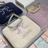 Housse pour ordinateur portable en nylon grande capacité avec nœud brodé mignon coréen, imperméable, compatible avec les tablettes et ordinateurs portables de 11/13/15 pouces