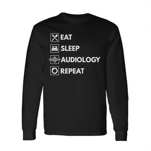 Camiseta de manga larga para audiólogos con diseño Eat Sleep Audiology Repeat, unisex, talla para adultos - Product Image 2