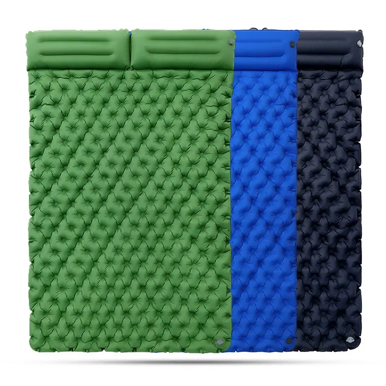 Super Quality Double Camping Sleeping Pad Inflatable Camping Mat with Pillow Camping Gear Essentials