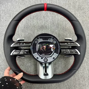 Volante de cuero para <span class=keywords><strong>Mercedes</strong></span> Benz W205 Compatible con modelos W212 W463 W222 C180 C200 C250 C300 C43 C63 AMG - Product Image 2