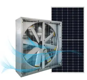 Ventilador do radiador de ventilação solar, 440w 48 polegadas ventilador poderoso do radiador para o painel de carporta ventilador gigante móvel para a resfriamento industrial workshop