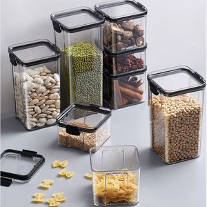 Pot de conservation alimentaire rectangulaire moderne en plastique blanc transparent de qualité alimentaire, avec fermeture à boucle, grande capacité, compatible lave-vaisselle - Product Image 2