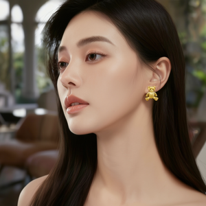 Boucles d'oreilles en forme d'ours en peluche, acier inoxydable 316L, plaqué or PVD, bijoux tendance pour femmes - Product Image 3