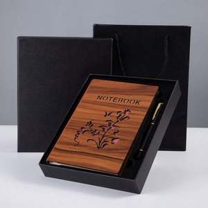 Carnets de notes en bois de luxe écologiques personnalisés avec reliure cousue et 100 feuilles - Product Image 4