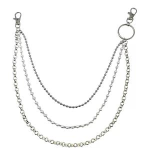 Cadena de cintura con cadena en O de varias capas de perlas de imitación a la moda para pantalones, accesorio de estilo Hip Hop Punk para uso diario - Product Image 5