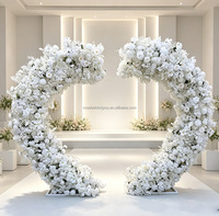 Romantische volle cirkel bloemenboog blush roze witte roos ronde bruidsboog roze bloemenbogen met hangende bloemen