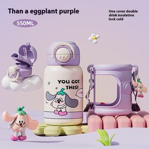 Taza termo al vacío de doble bebida de acero inoxidable 316 <span class=keywords><strong>con</strong></span> dibujos animados bonitos, taza de agua para guardería para niños a prueba de caídas, regalo de regreso a la escuela - Product Image 3