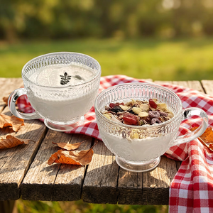 Gobelet en verre de style nordique de 400 ml avec motif floral, réutilisable et portable, à paroi simple, grande capacité, unisexe, pour la maison, le bureau, les cadeaux - Product Image 2