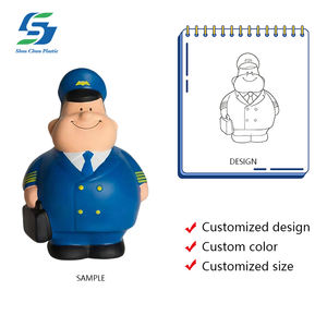 卸売カスタムパイロットストレスボールPUフォーム航空玩具印刷ロゴ航空キャプテンフィギュアプロモーションギフト不安解消 - Product Image 2