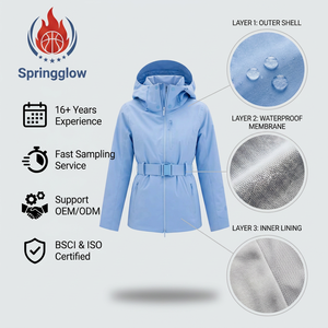 Chaqueta de Esquí Impermeable para Mujer con Logotipo Personalizado OEM, Traje de Esquí 10000mm, Chaqueta de Nieve para Mujer, Chaqueta de Snowboard con Cinturón, Aislada y de Carcasa Rígida - Product Image 4