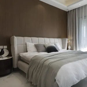 现代设计主卧床家具皮革特大号设计师床头板软垫床