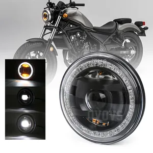 OVOVS – accessoires de voiture 5.75 pouces, phare rond Led de moto avec faisceau H/L ambre DRL 5.75 ''phare Led pour Honda Rebel 500