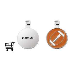Colgante redondo plateado con diseño de fútbol americano de 23 mm para la fabricación de joyas - Product Image 1