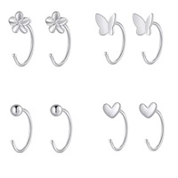 Grenzüberschreitend Beliebte Einfache Piercing-Ohrringe aus 925 Sterling Silber mit Vintage-Herz und Naturstein in Verschiedenen Stilen, Modische Unisex-Ohrringe