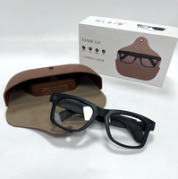 Lunettes Intelligentes IA AIMB-G9 8MP 1080P Enregistreur Vidéo Anti-tremblement Mémoire 4 Go Traduction IA Note Vocale Étui de Charge en Cuir 2000 mAh