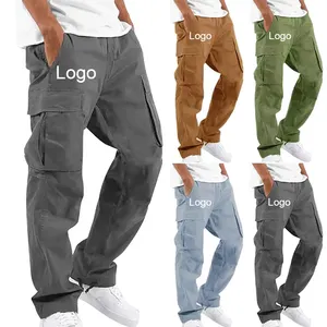Custom New Style Men's Solid Color Casual Pants High Quality Utility Mens Cotton Cargo Pants With Side Pockets For Men