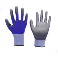Gants enduits de PU ultra minces en nylon de calibre 18, gants de sécurité respirants et sensibles à écran tactile pour le jardinage, travaux à usage général
