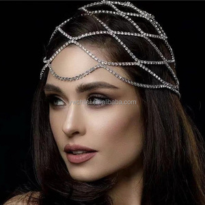 Serre-Tête En Strass , Chaîne De Bandeau Élastique En Cristal, Boho Sparkle Coiffes Bijoux De