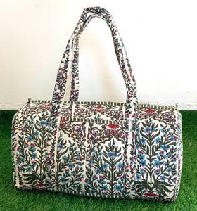 Wholesale Custom Logo Indian Hand Block Print Cotton Duffle Bag Eco-Friendly Quilted Travel Weekend <b>Holdall</b> Duffle Bags - Product Image 1