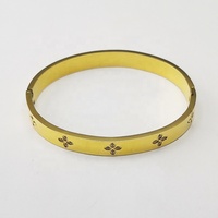 Bracelet en acier inoxydable plaqué or 18 carats, trèfle à quatre feuilles, zircon, pour femmes, cadeaux, accessoires, B222317