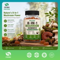 Gummies aux champignons pour l'immunité, la vitalité et la concentration, OEM ODM Marque Privée, Mélange Adaptogène 8-en-1 de Gummies aux Champignons, Gummies Végétaliens aux Baies, 60 unités