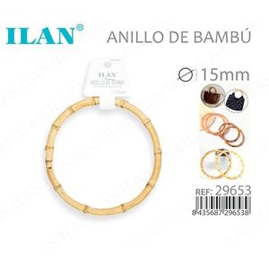 Anello in Bambù Ilan 15mm Colore Naturale Accessorio di Moda - Product Image 1
