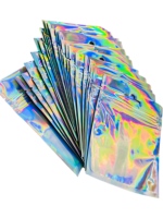 Sacs à fermeture éclair autocollants résistants aux chocs, holographiques, en plastique, pour bijoux, étuis de téléphone, 7,5*10cm, 9*12cm, 10,5*15cm, 12*20cm, 14*20cm