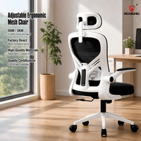 Chaise de bureau ergonomique en maille ALINUNU, fabrication directe OEM ODM, avec accoudoirs rabattables en PP et soutien lombaire réglable