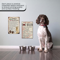 En gros, Plaque en métal vintage avec règles pour chiens, artisanat métallique imprimé UV, art mural rétro personnalisé, fournitures pour chiens pour la maison et le jardin, plaque en étain