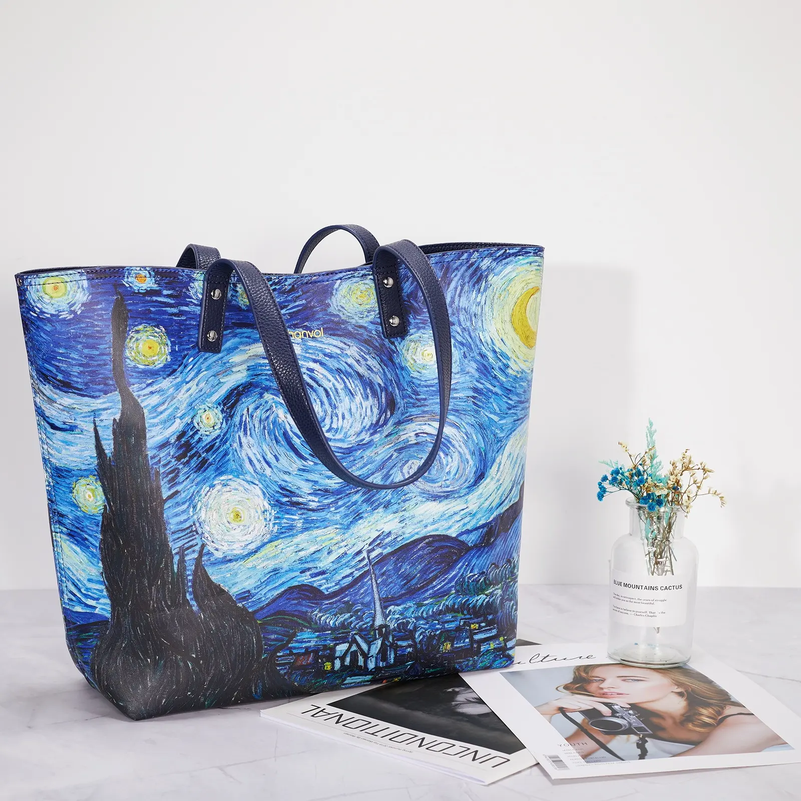 Blue Starry Sky Large Capacity Work Tote Bags for Women's Waterproof Leather Purse and handbags Overbrooke Reversible Tote Bag