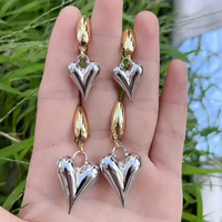 Boucles d'oreilles pendantes en forme de larme pour femme, imitation or/argent, boucles d'oreilles épaisses en forme de bague, pendentif goutte d'eau, boucles d'oreilles anti-allergiques pour filles