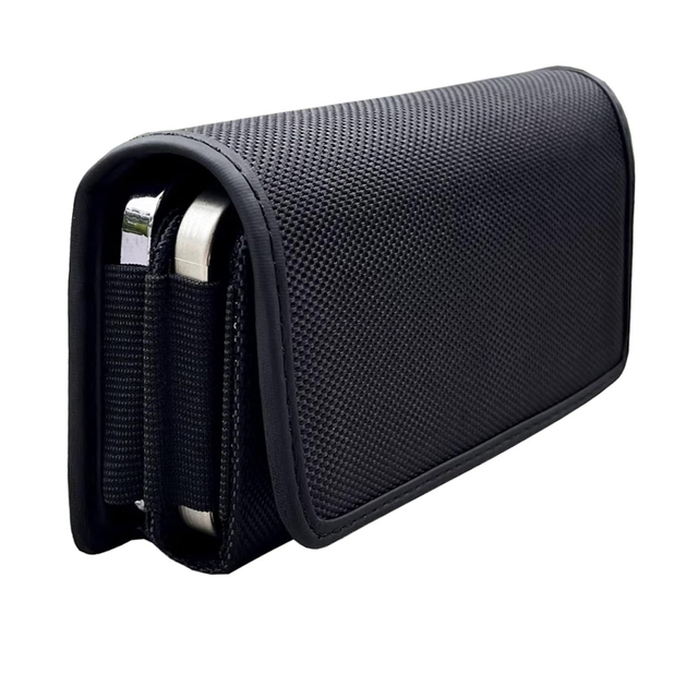 Vertical Two Phones Carrying Pouch Bag for Samsung & iPhone Phone Holster Belt Loop with Credit Card Slot Waist Bag 6.7"-7.2"