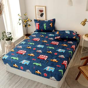 Vente chaude 3 pièces Dessins de licornes de bande dessinée pour enfants Ensemble de draps ajustés avec poche profonde Polyester/<span class=keywords><strong>coton</strong></span> - Product Image 3