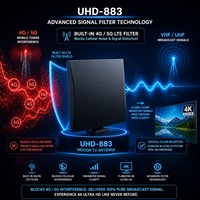 Antenne TV numérique intérieure/extérieure amplifiée à gain élevé UHD-883 avec filtre 5G LTE compatible DVB-T2 ATSC ISDB-T