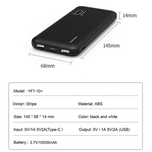 Caricabatterie portatile da <span class=keywords><strong>10000</strong></span> <span class=keywords><strong>Mah</strong></span> Power Bank Display a LED Power Bank ultra sottile nero - Product Image 2