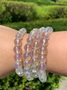 Luxus Feng Shui Edelstein Armband Kristalle Heilung Echte natürliche Rosenquarz Steine Perlen Armband für Männer Frauen Armband