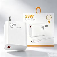 Chargeur rapide USB 33W pour téléphone portable Redmi Turbo Charge, chargeur de voyage avec câble USB, adaptateur secteur USB à charge rapide 33W