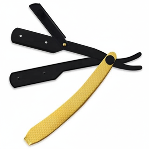 Rasoir de barbier en acier inoxydable avec poignée en titane en or à lame unique de couleur personnalisée - Product Image 1