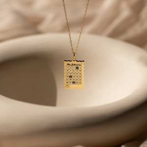 DIY <span class=keywords><strong>Calendrier</strong></span> Personnalisé Pierre de Naissance Collier Minimaliste Gravé Anniversaire ou Enregistrer la Date Pendentif Collier Cadeau d'Anniversaire - Product Image 3