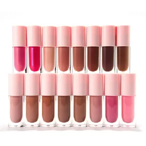 Label pribadi Vegan 16 warna Vendor Lipgloss grosir grosir kustom merah muda bibir pemadat berkilau bening telanjang mengkilat pemadat bibir Gloss