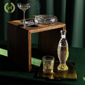 Contenitore di decantazione caraffe di pesce 500ml di vetro a forma di pesce chiaro bottiglie d'acqua con coperchio in vetro <span class=keywords><strong>o</strong></span> sughero in legno per vino - Product Image 4