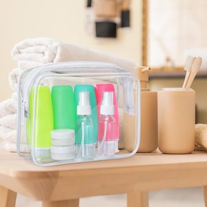 PACKISM TSA ha approvato borsa da toilette 8 confezioni a prova di perdite 3.4oz Silicone da viaggio BPA Free Shampoo balsamo lozione per il lavaggio del corpo