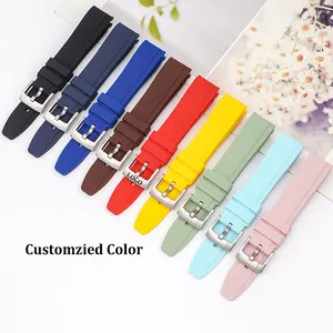 Watch OEM ODM Customized Watchband Curved End Silicone Rubber Watch Strap Wristwatch Bands For Rolex For Moonswatch 20mm 22mm