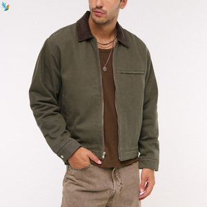 <span class=keywords><strong>Giacca</strong></span> di tela da lavoro lavata Vintage Casual in cotone 100% di moda personalizzata ricamata all'ingrosso - Product Image 1