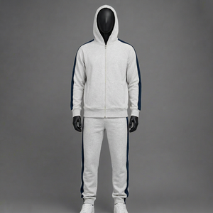 Chándal con Capucha para Hombre, Color Blanco, Cierre Completo, Bolsillos Laterales, Estilo Casual para Otoño, 100% Algodón, Corte Regular - Product Image 1