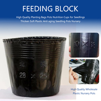 Pot de culture en plastique PP léger et durable pour fleurs de jardin, noir, épais, souple, pour semis et germination en pépinière