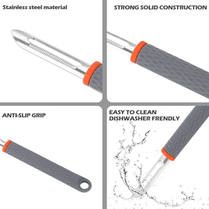 Utensilios de Cocina, Pelador Giratorio Manual de Acero Inoxidable con Cuchilla Dentada para Manzanas, Verduras y Frutas - Product Image 4